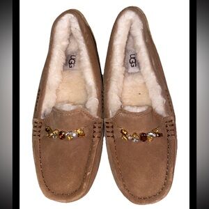 Ugg Ansley Charm Gem Slipper Wool Lined Moccasins Women’s Size 6
